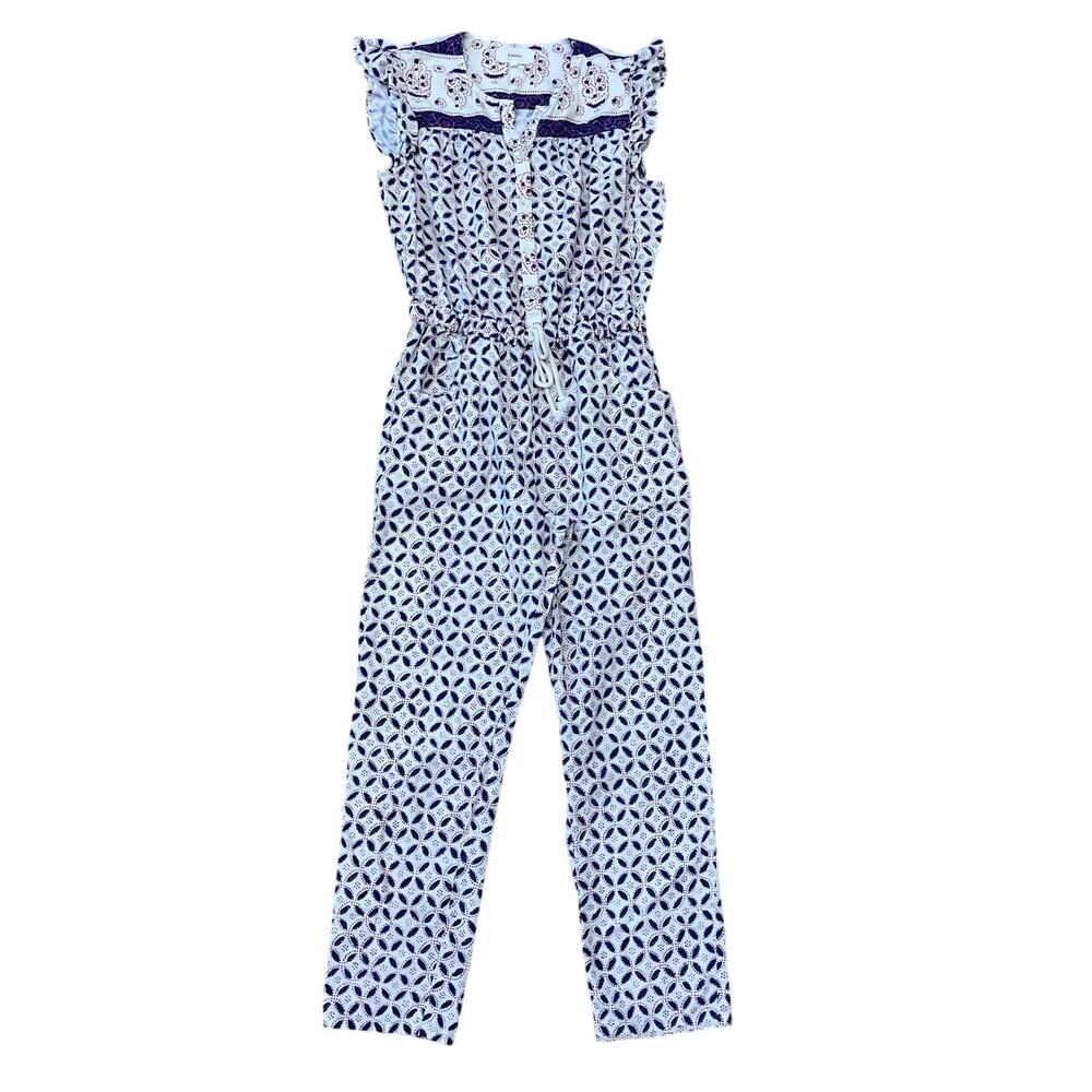 Xirena Liam Sand Castle Block Print Cotton Jumpsuit Size Small